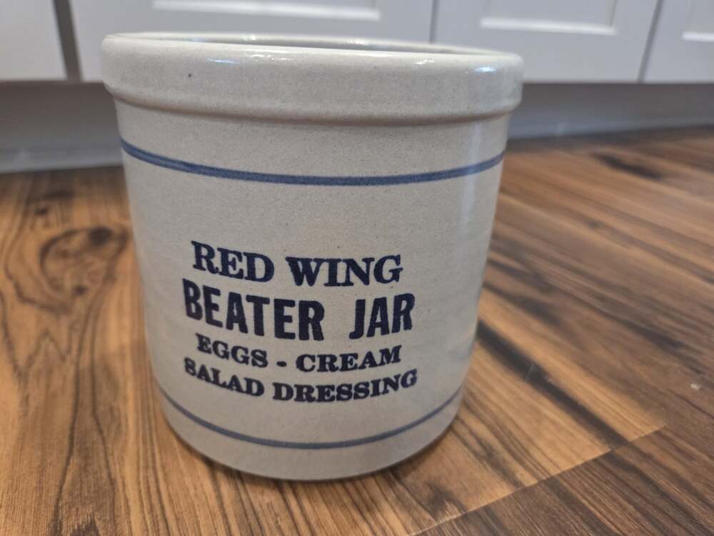 Red Wing Stoneware Beater Jar "Eggs-Cream-Salad Dressing" Crock